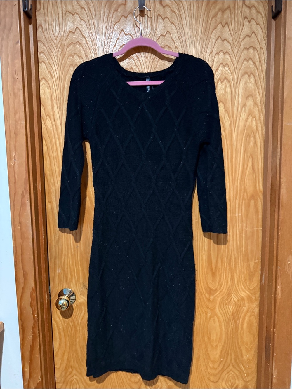 Andrew Marc NY Black Knit Patterned Women's Dress